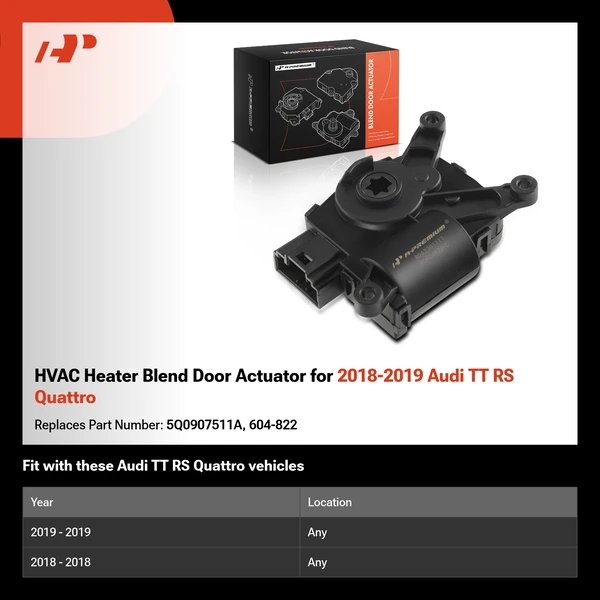 HVAC Heater Blend Door Actuator for 2018-2019 Audi TT RS Quattro