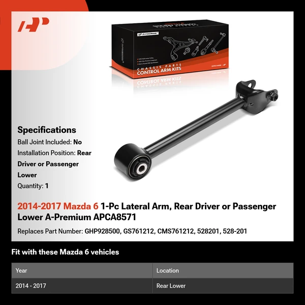 2014-2017 Mazda 6 1-Pc Lateral Arm, Rear Driver or Passenger Lower A-Premium APCA8571