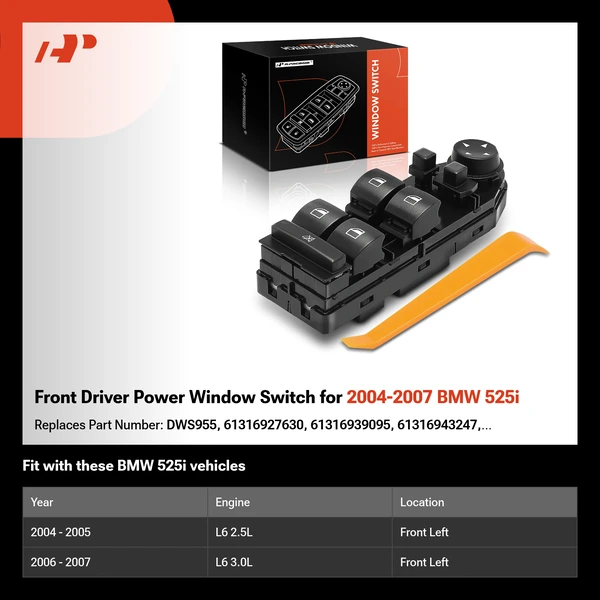 Front Driver Power Window Switch for 2004-2007 BMW 525i