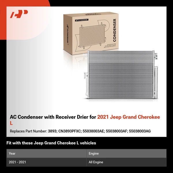 AC Condenser with Receiver Drier for 2021 Jeep Grand Cherokee L