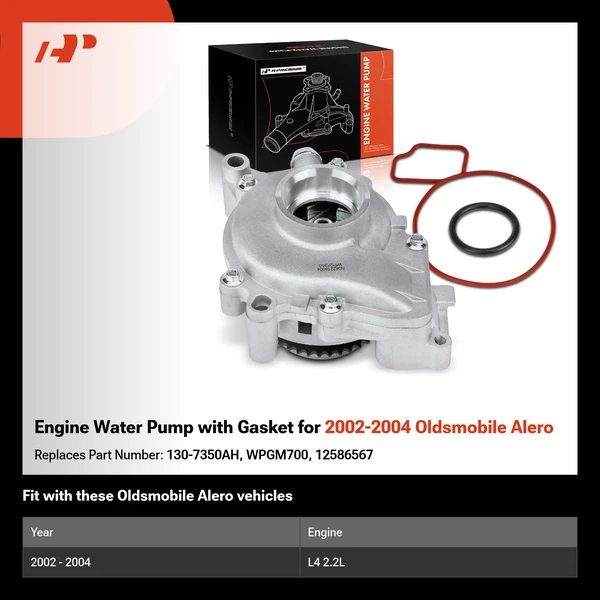 Engine Water Pump with Gasket for 2002-2004 Oldsmobile Alero