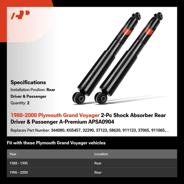1988-2000 Plymouth Grand Voyager 2-Pc Shock Absorber Rear Driver & Passenger A-Premium APSA0904