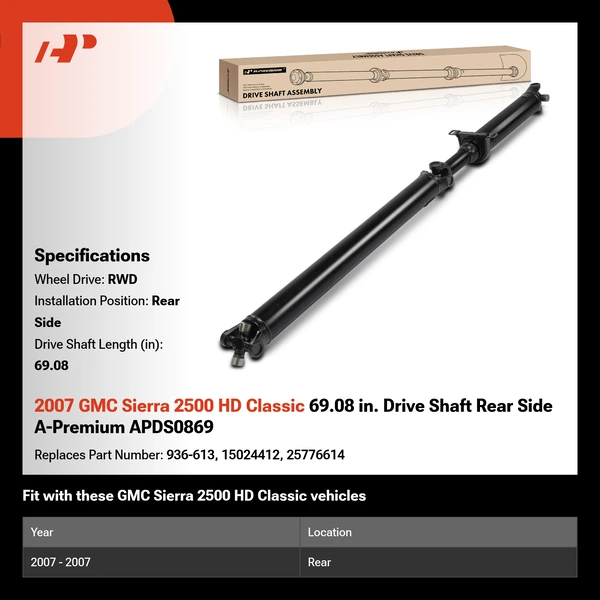 2007 GMC Sierra 2500 HD Classic 69.08 in. Drive Shaft Rear Side A-Premium APDS0869