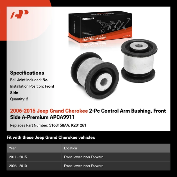 2006-2015 Jeep Grand Cherokee 2-Pc Control Arm Bushing, Front Side A-Premium APCA9911
