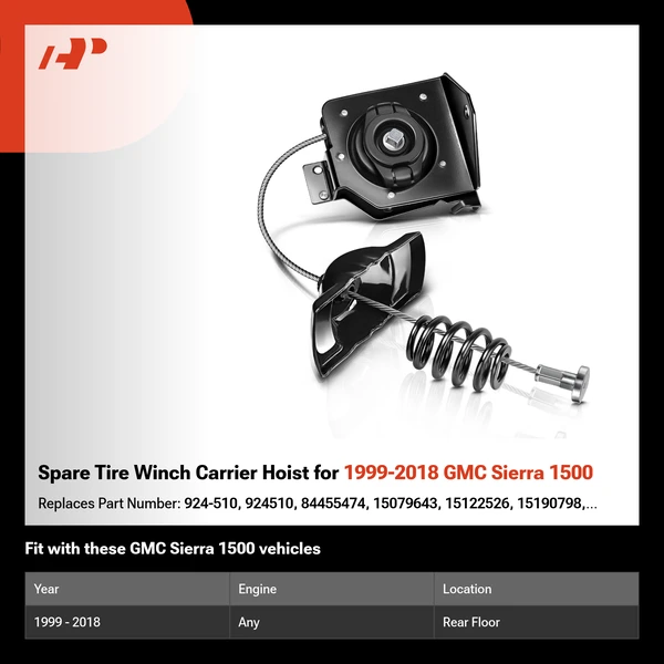 Spare Tire Winch Carrier Hoist for 1999-2018 GMC Sierra 1500