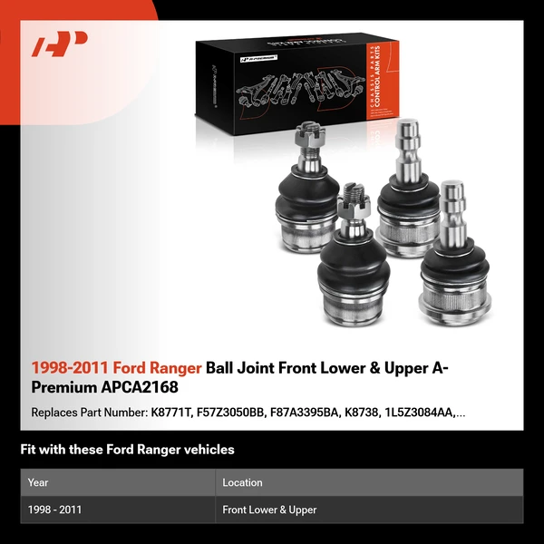1998-2011 Ford Ranger Ball Joint Front Lower & Upper A-Premium APCA2168