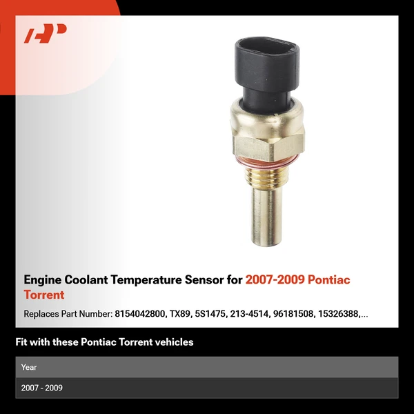 Engine Coolant Temperature Sensor for 2007-2009 Pontiac Torrent