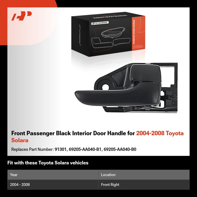 Front Passenger Black Interior Door Handle for 2004-2008 Toyota Solara