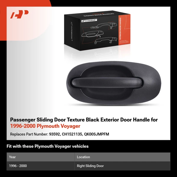 Passenger Sliding Door Texture Black Exterior Door Handle for 1996-2000 Plymouth Voyager