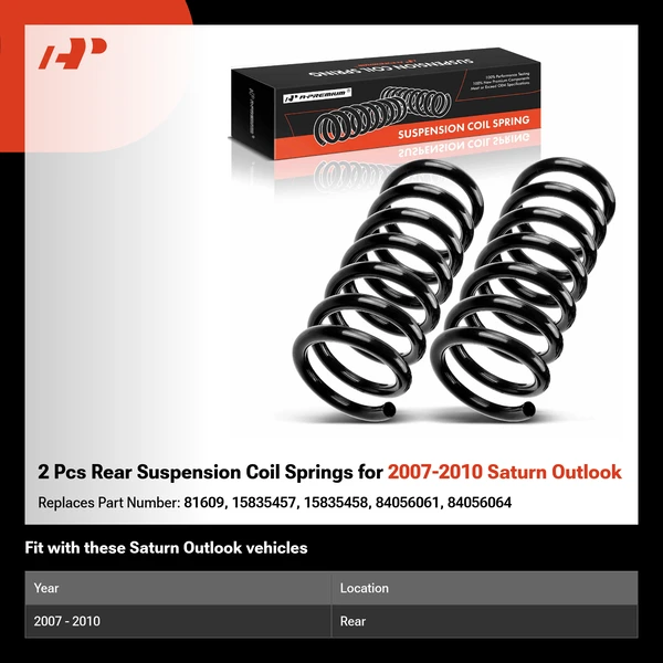 2 Pcs Rear Suspension Coil Springs for 2007-2010 Saturn Outlook