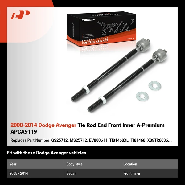 2008-2014 Dodge Avenger Tie Rod End Front Inner A-Premium APCA9119