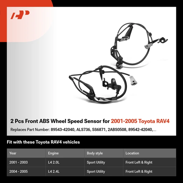 2 Pcs Front ABS Wheel Speed Sensor for 2001-2005 Toyota RAV4