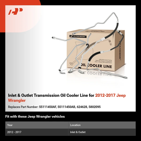 Inlet & Outlet Transmission Oil Cooler Line for 2012-2017 Jeep Wrangler