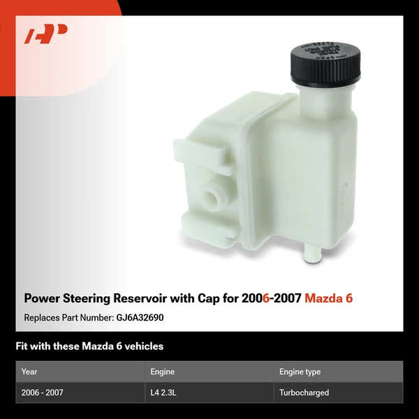 Power Steering Reservoir with Cap for 2006-2007 Mazda 6