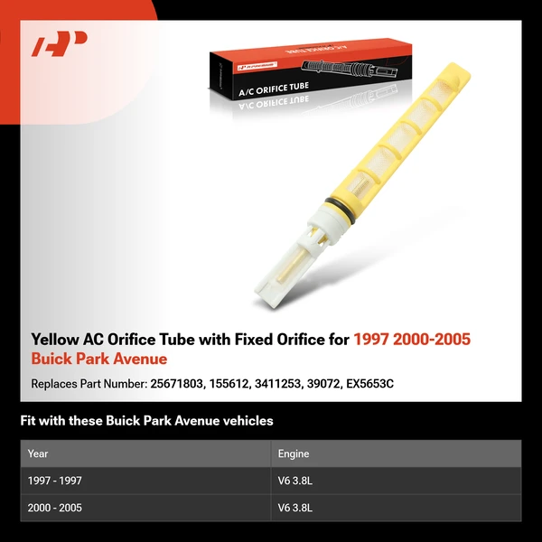 Yellow AC Orifice Tube with Fixed Orifice for 1997 2000-2005 Buick Park Avenue