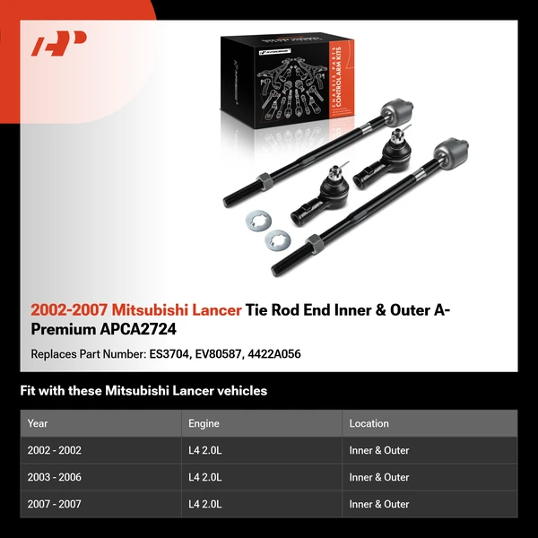 2002-2007 Mitsubishi Lancer Tie Rod End Inner & Outer A-Premium APCA2724