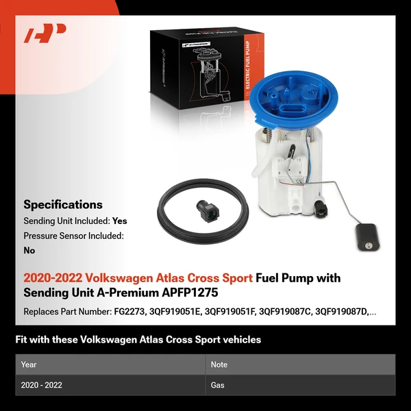 2020-2022 Volkswagen Atlas Cross Sport Fuel Pump with Sending Unit A-Premium APFP1275