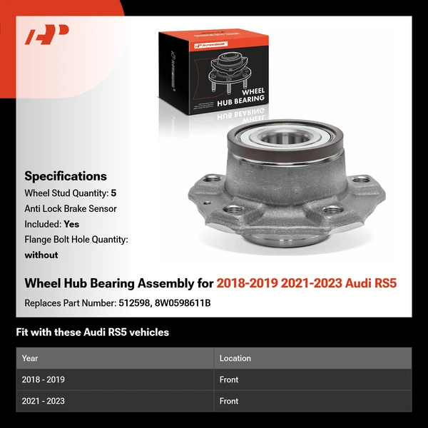 Wheel Hub Bearing Assembly for 2018-2019 2021-2023 Audi RS5