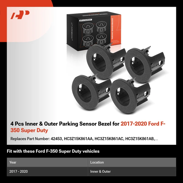4 Pcs Inner & Outer Parking Sensor Bezel for 2017-2020 Ford F-350 Super Duty