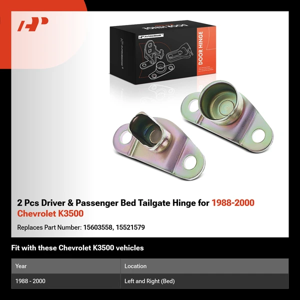 2 Pcs Driver & Passenger Bed Tailgate Hinge for 1988-2000 Chevrolet K3500