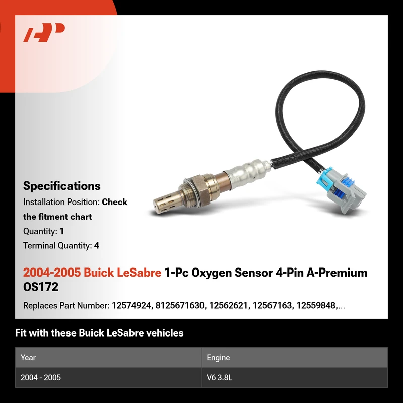 2004-2005 Buick LeSabre 1-Pc Oxygen Sensor 4-Pin A-Premium OS172