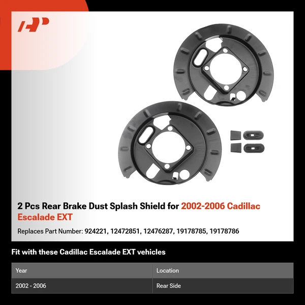 2 Pcs Rear Brake Dust Splash Shield for 2002-2006 Cadillac Escalade EXT