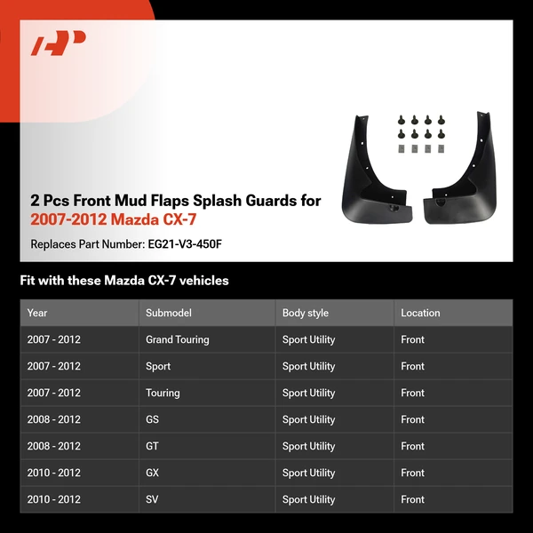 2 Pcs Front Mud Flaps Splash Guards for 2007-2012 Mazda CX-7