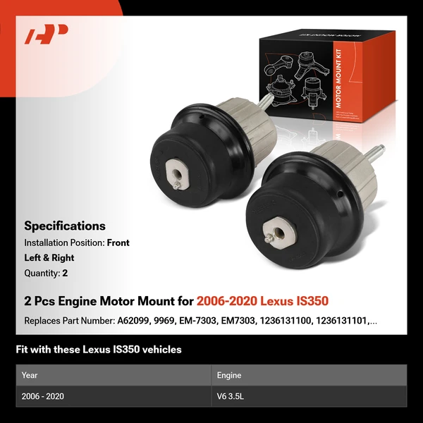 2 Pcs Engine Motor Mount for 2006-2020 Lexus IS350