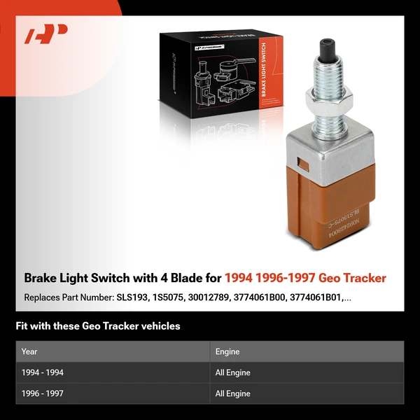 Brake Light Switch with 4 Blade for 1994 1996-1997 Geo Tracker