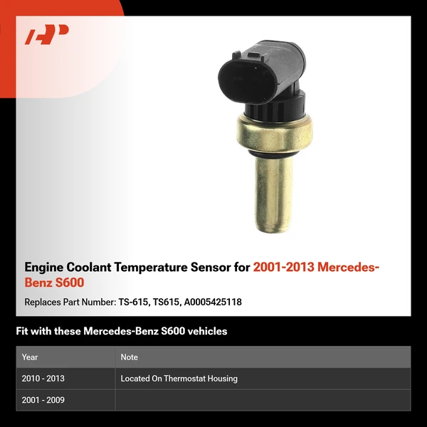 Engine Coolant Temperature Sensor for 2001-2013 Mercedes-Benz S600