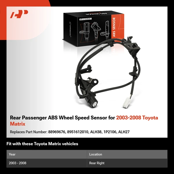 Rear Passenger ABS Wheel Speed Sensor for 2003-2008 Toyota Matrix