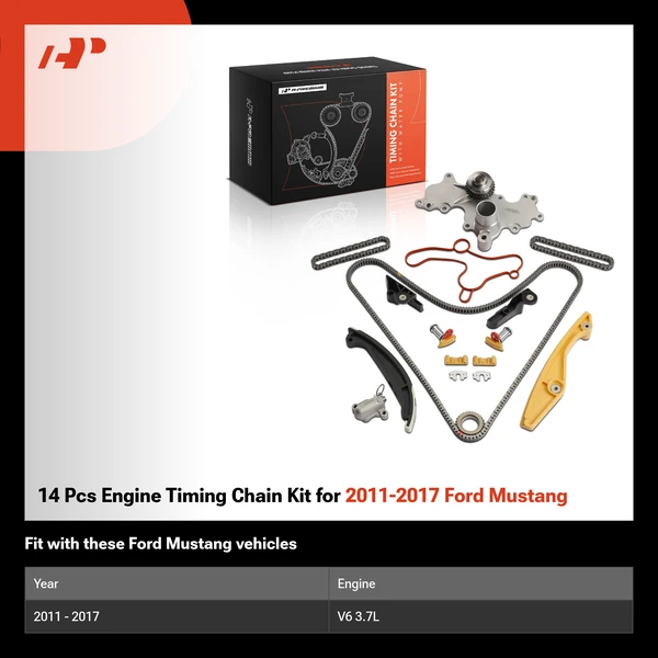 14 Pcs Engine Timing Chain Kit for 2011-2017 Ford Mustang