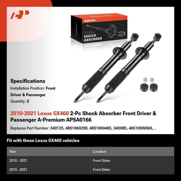 2010-2021 Lexus GX460 2-Pc Shock Absorber Front Driver & Passenger A-Premium APSA0166
