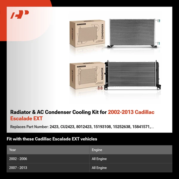Radiator & AC Condenser Cooling Kit for 2002-2013 Cadillac Escalade EXT