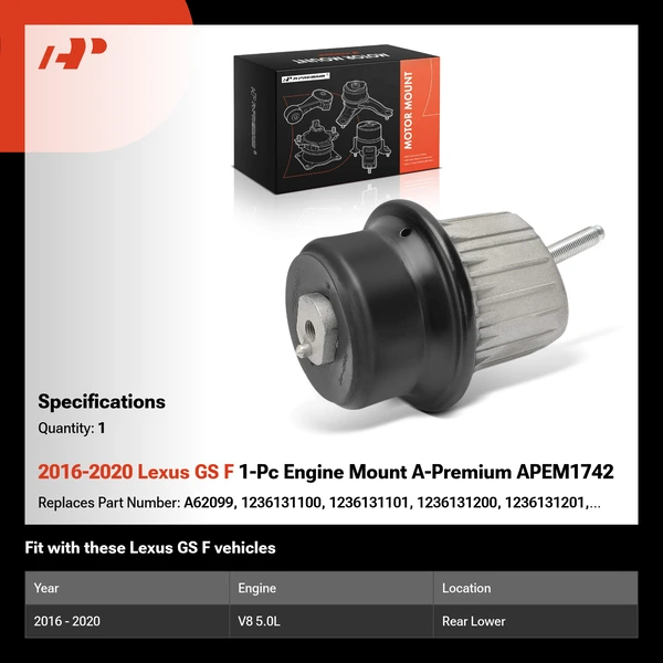 2016-2020 Lexus GS F 1-Pc Engine Mount A-Premium APEM1742