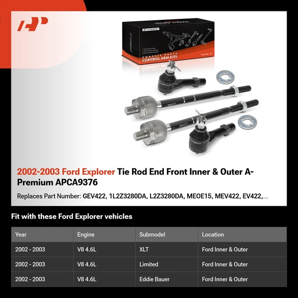 2002-2003 Ford Explorer Tie Rod End Front Inner & Outer A-Premium APCA9376