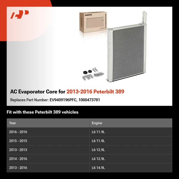 AC Evaporator Core for 2013-2016 Peterbilt 389