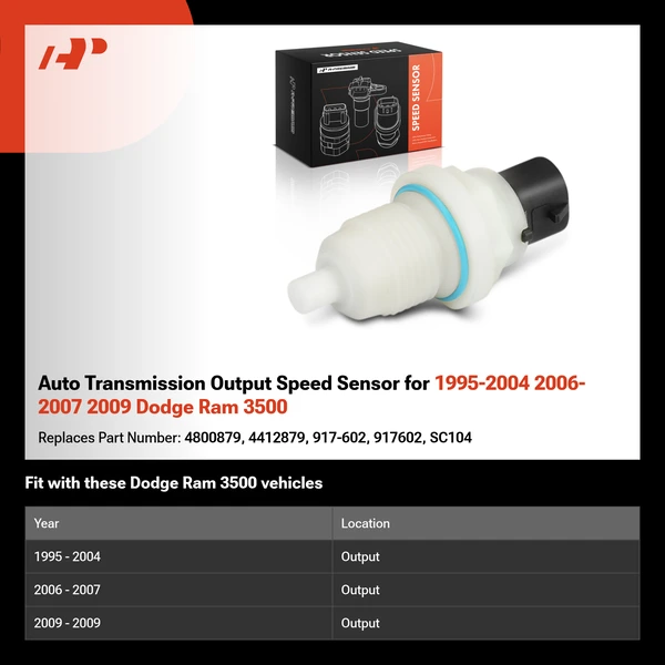 Auto Transmission Output Speed Sensor for 1995-2004 2006-2007 2009 Dodge Ram 3500