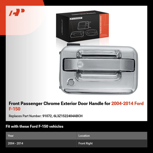 Front Passenger Chrome Exterior Door Handle for 2004-2014 Ford F-150