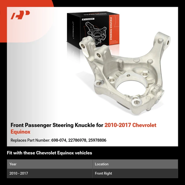 Front Passenger Steering Knuckle for 2010-2017 Chevrolet Equinox