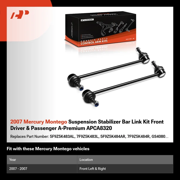 2007 Mercury Montego Suspension Stabilizer Bar Link Kit Front Driver & Passenger A-Premium APCA8320