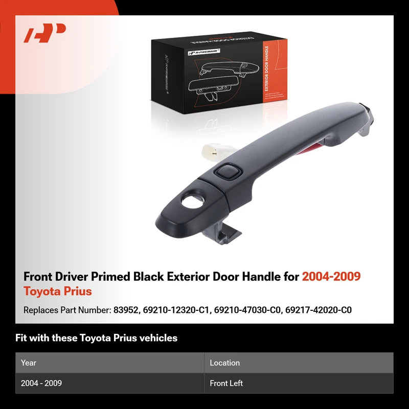 Front Driver Primed Black Exterior Door Handle for 2004-2009 Toyota Prius