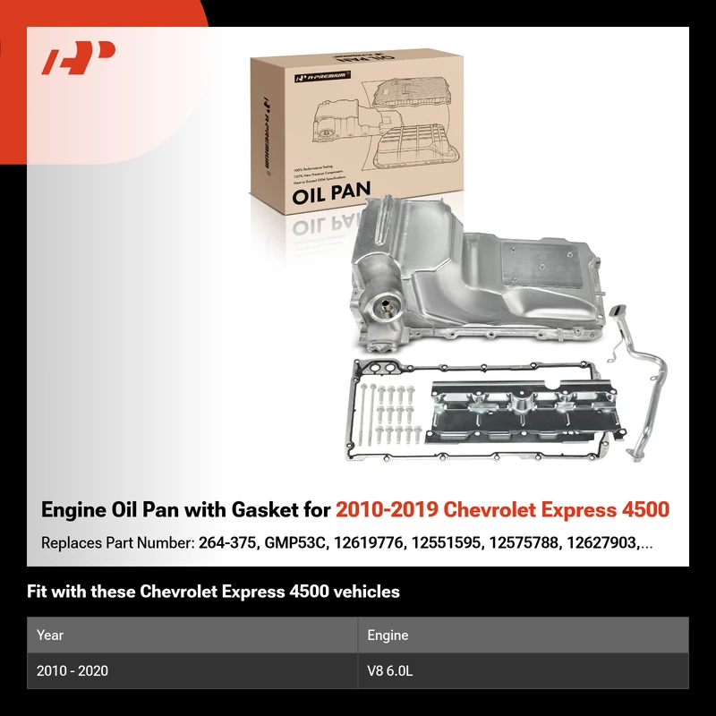 Engine Oil Pan with Gasket for 2010-2019 Chevrolet Express 4500