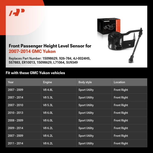 Front Passenger Height Level Sensor for 2007-2014 GMC Yukon