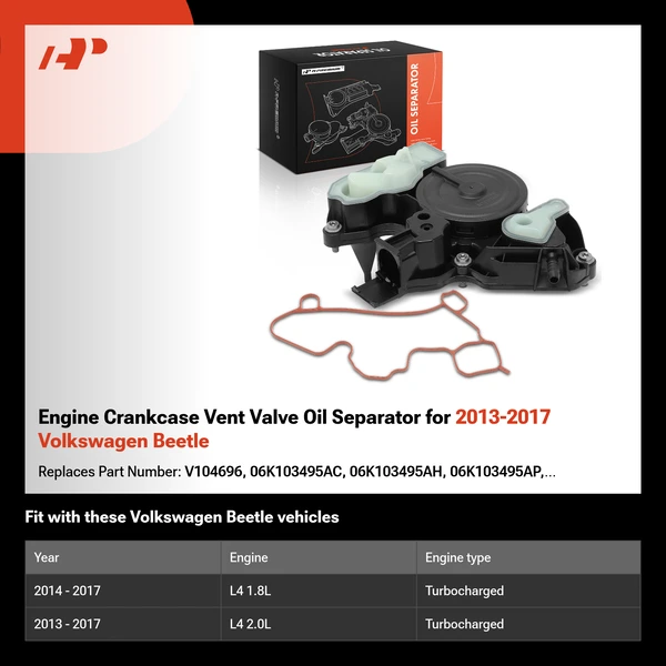 Engine Crankcase Vent Valve Oil Separator for 2013-2017 Volkswagen Beetle