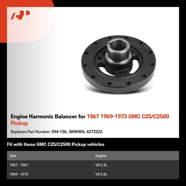 Engine Harmonic Balancer for 1967 1969-1973 GMC C25/C2500 Pickup
