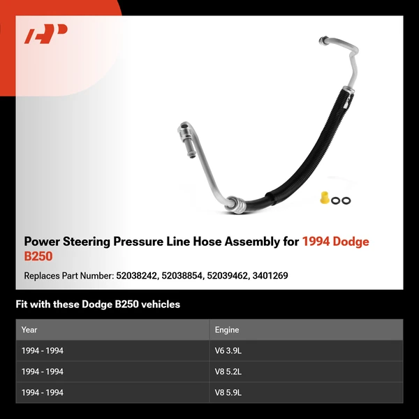 Power Steering Pressure Line Hose Assembly for 1994 Dodge B250
