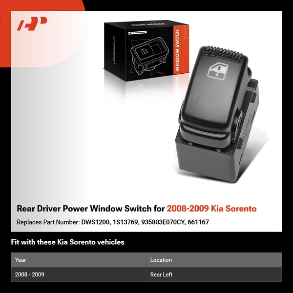 Rear Driver Power Window Switch for 2008-2009 Kia Sorento