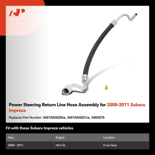 Power Steering Return Line Hose Assembly for 2008-2011 Subaru Impreza
