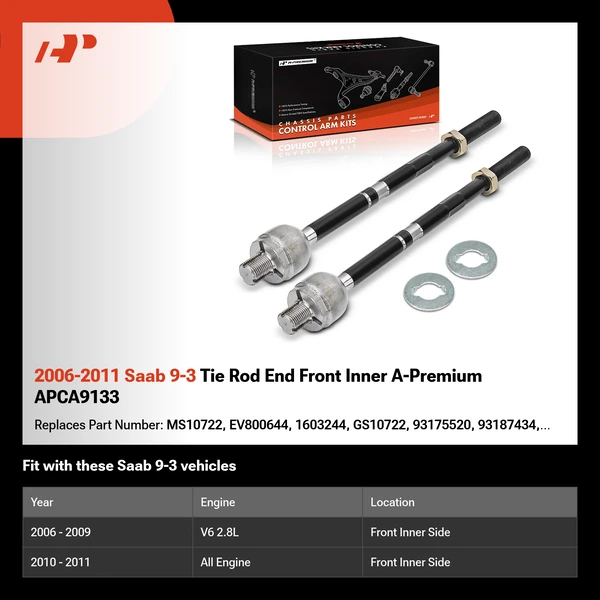 2006-2011 Saab 9-3 Tie Rod End Front Inner A-Premium APCA9133